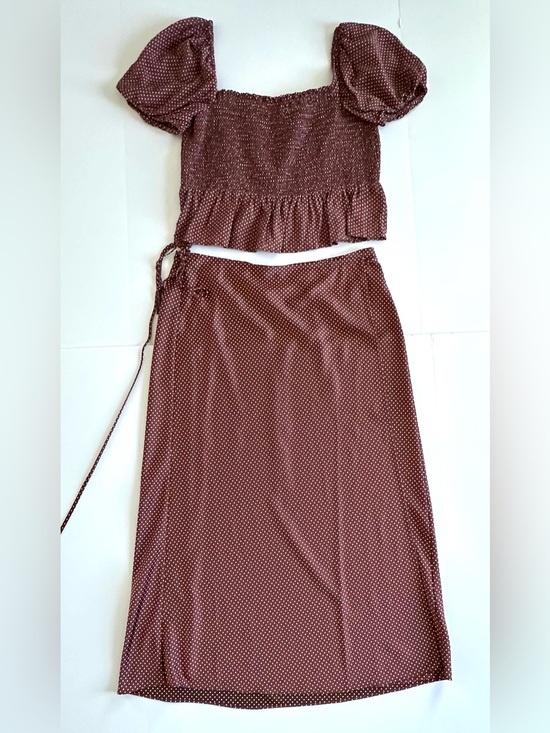 J. Crew Dresses & Skirts - ✨Matching Set✨ J.Crew Smocked Top & Wrap Slip Skirt in Sable Polka Dot | XL